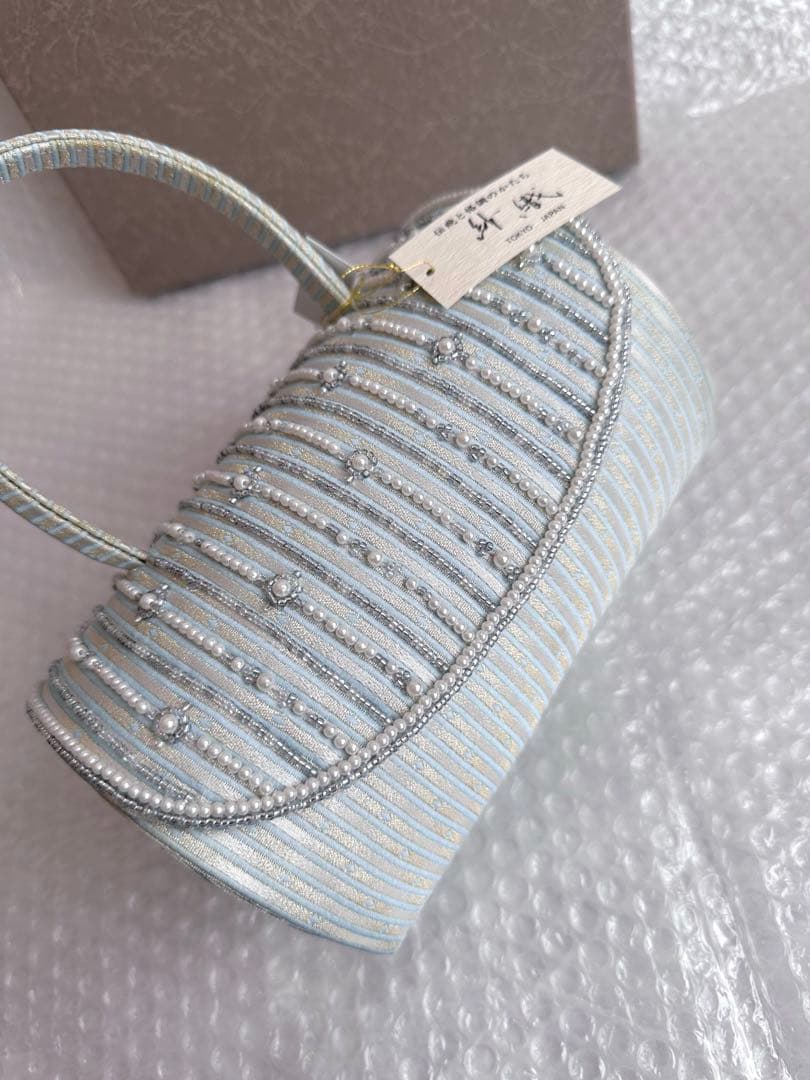 b12 【Lサイズ】未使用 紗織 ビーズ 和装 バッグ 草履 セット