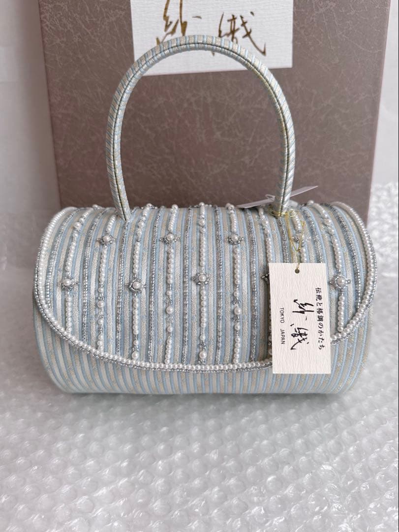 b12 【Lサイズ】未使用 紗織 ビーズ 和装 バッグ 草履 セット