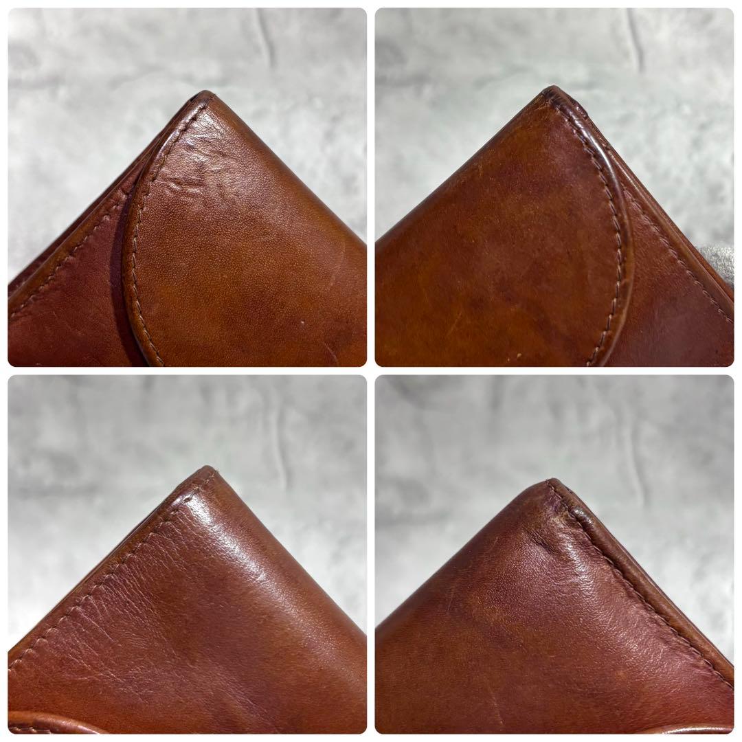 【稀少なアンティークブライドルレザー！】ホワイトハウスコックス 3つ折り財布 茶