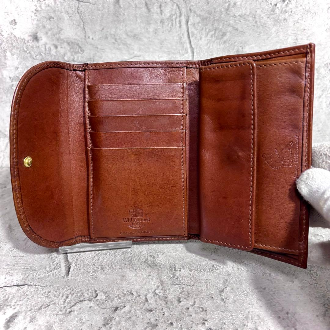 【稀少なアンティークブライドルレザー！】ホワイトハウスコックス 3つ折り財布 茶