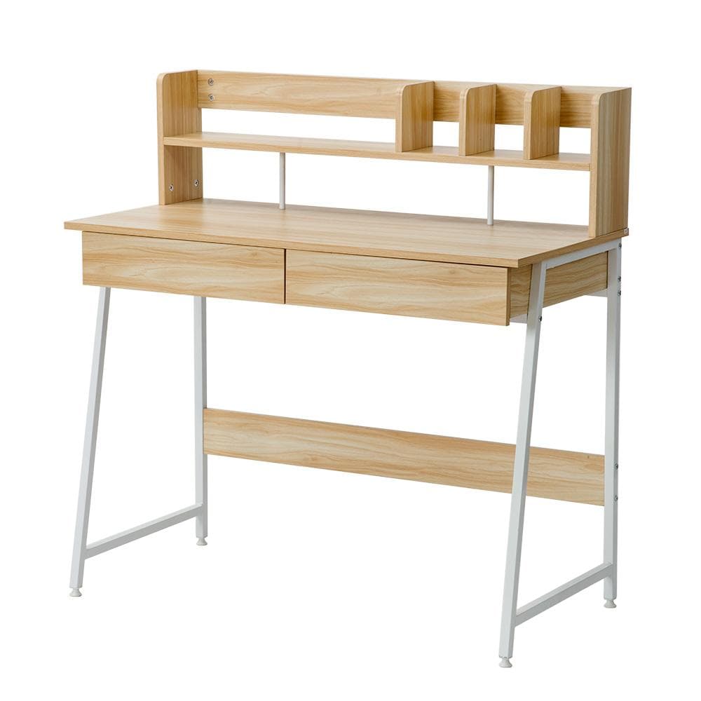 引き出し付き パソコンデスク 学習机 勉強机 ミシン台 収納付き 天然木目調