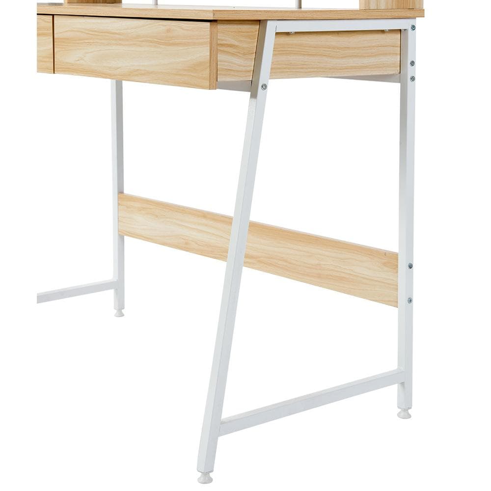 引き出し付き パソコンデスク 学習机 勉強机 ミシン台 収納付き 天然木目調