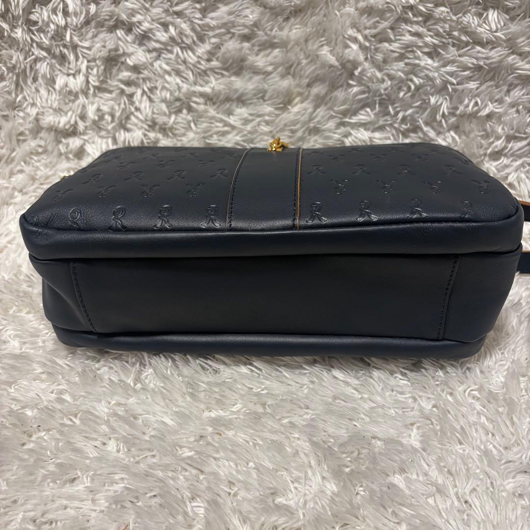 極美品 ロベルタディカメリーノ ミヌエット ショルダーバッグ グレースネイビー