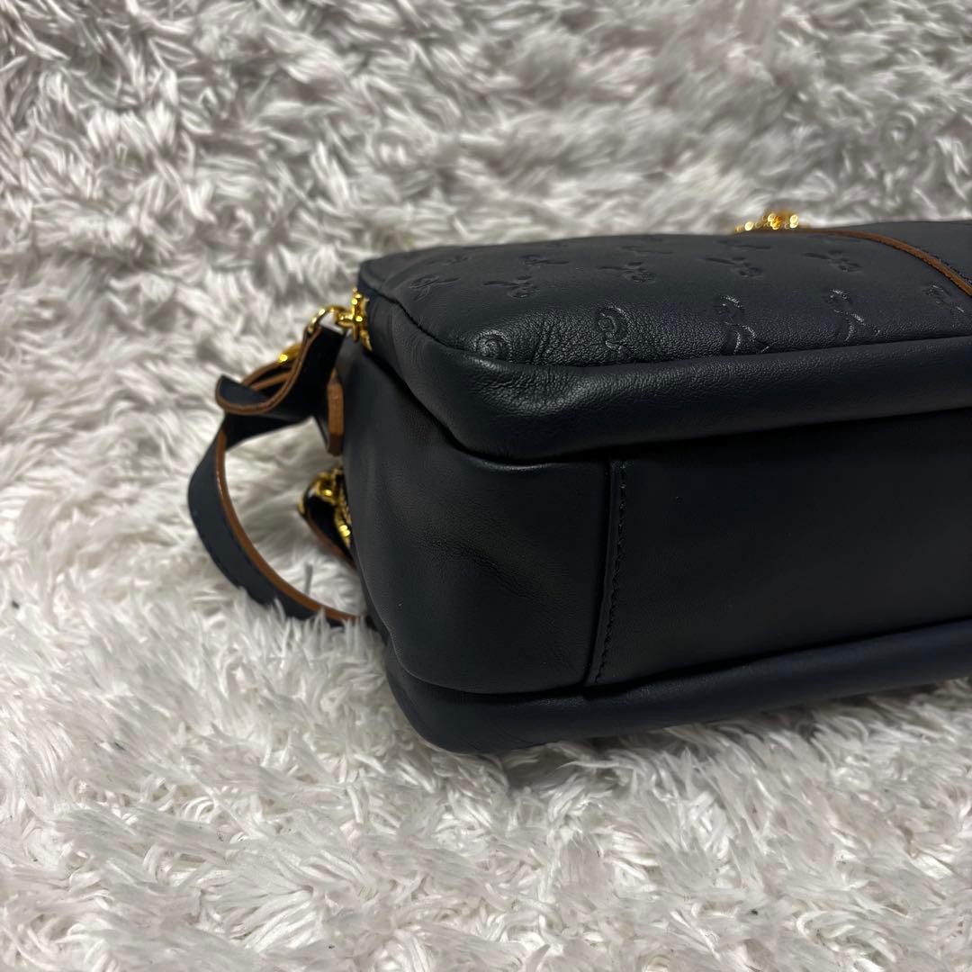 極美品 ロベルタディカメリーノ ミヌエット ショルダーバッグ グレースネイビー