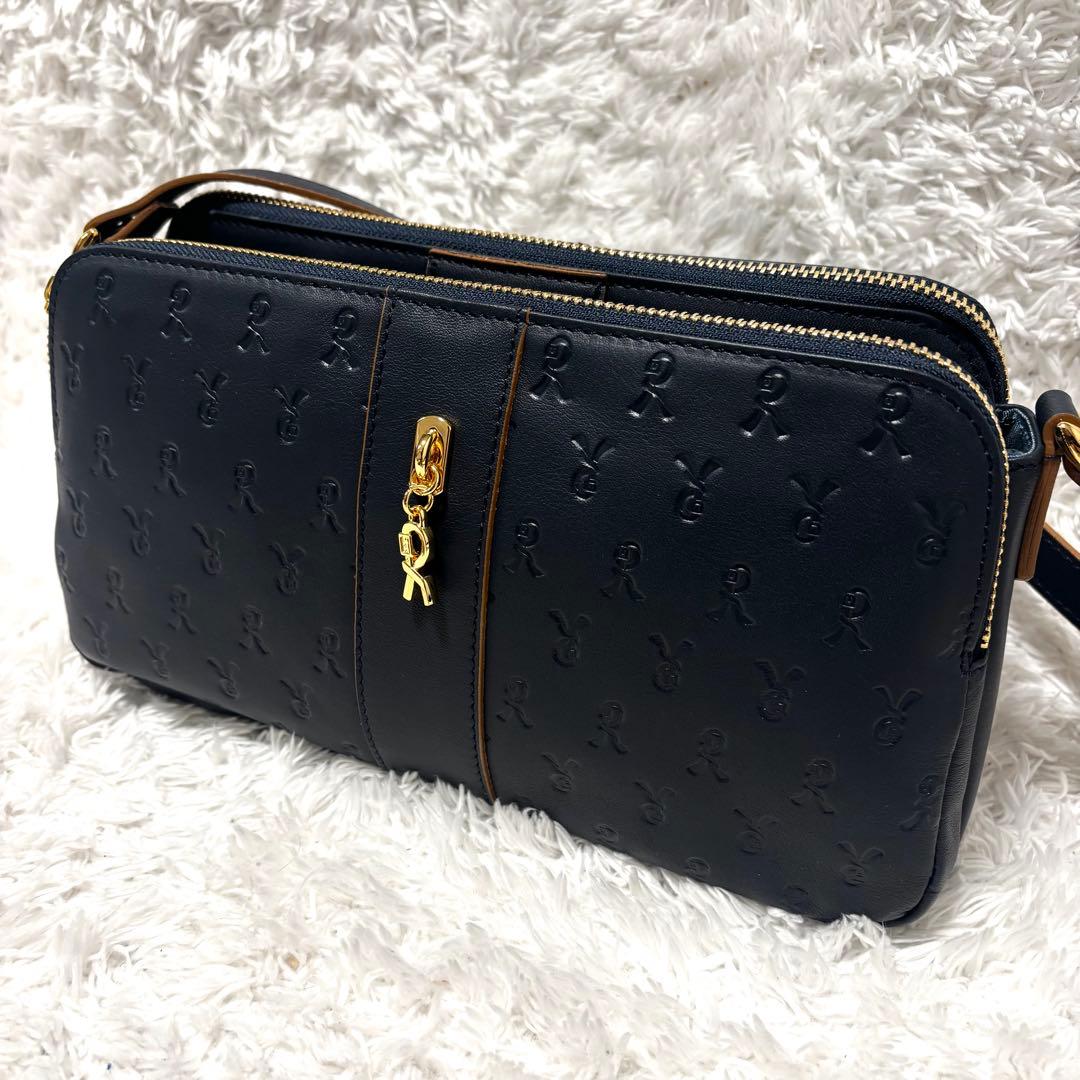極美品 ロベルタディカメリーノ ミヌエット ショルダーバッグ グレースネイビー