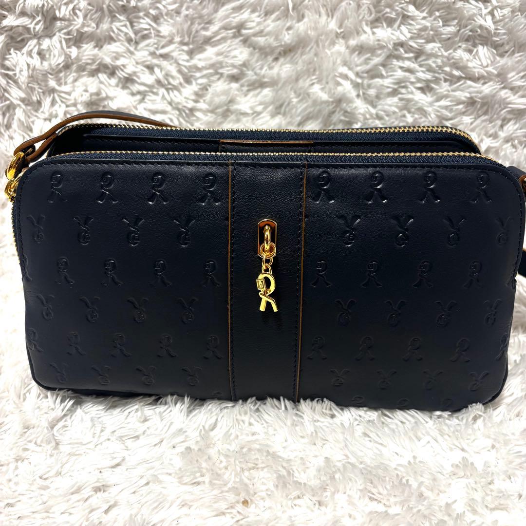 極美品 ロベルタディカメリーノ ミヌエット ショルダーバッグ グレースネイビー