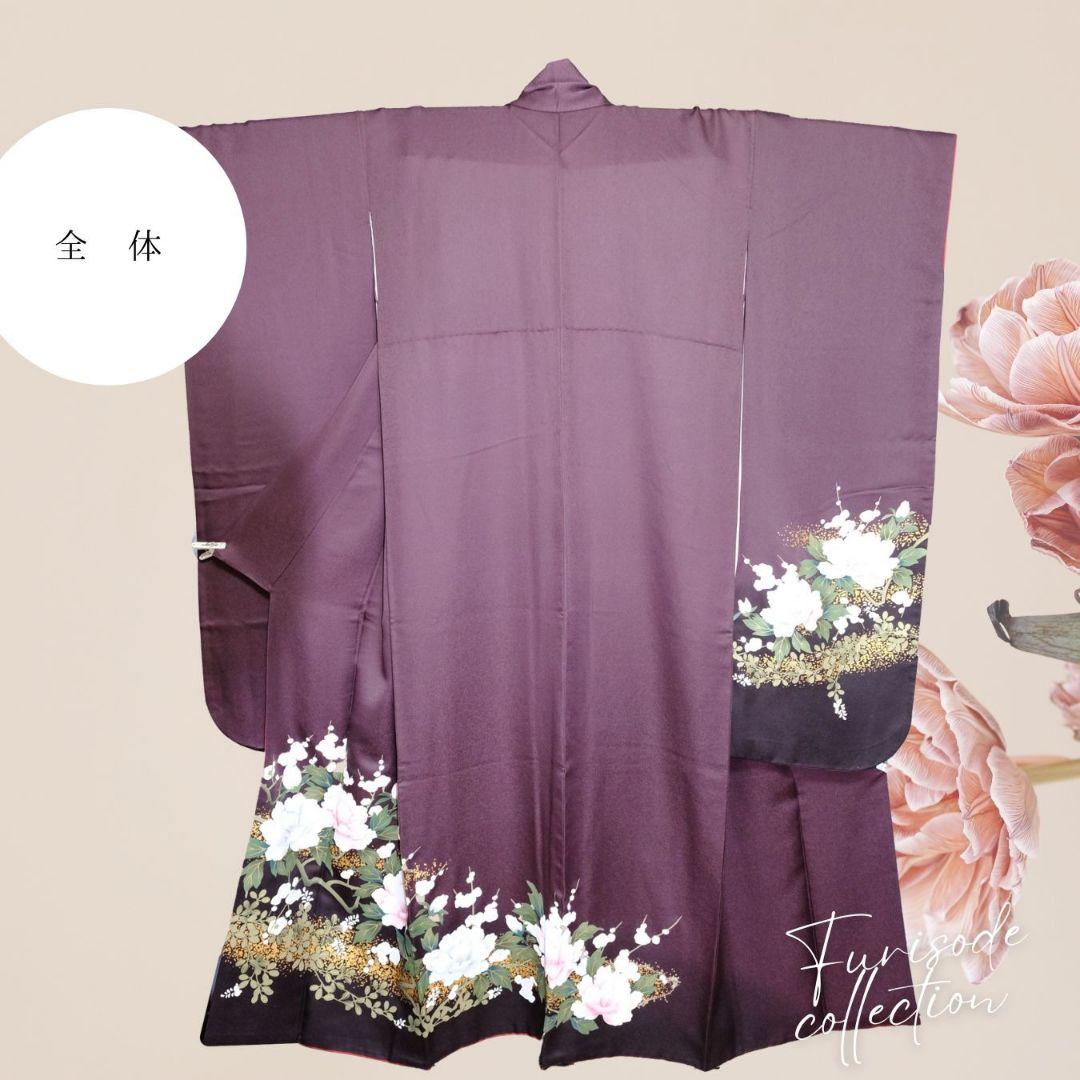 luna　振袖フルセット　濃紫　白牡丹　大人キレイ・粋なシンプル振袖