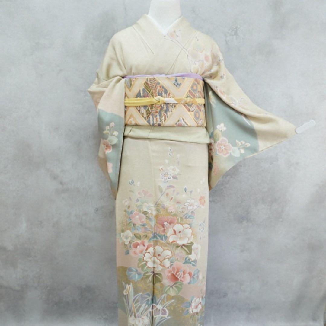 訪問着フルセット　263正絹　入学式　お宮参り【訪問着、袋帯、帯締め、帯揚げ】