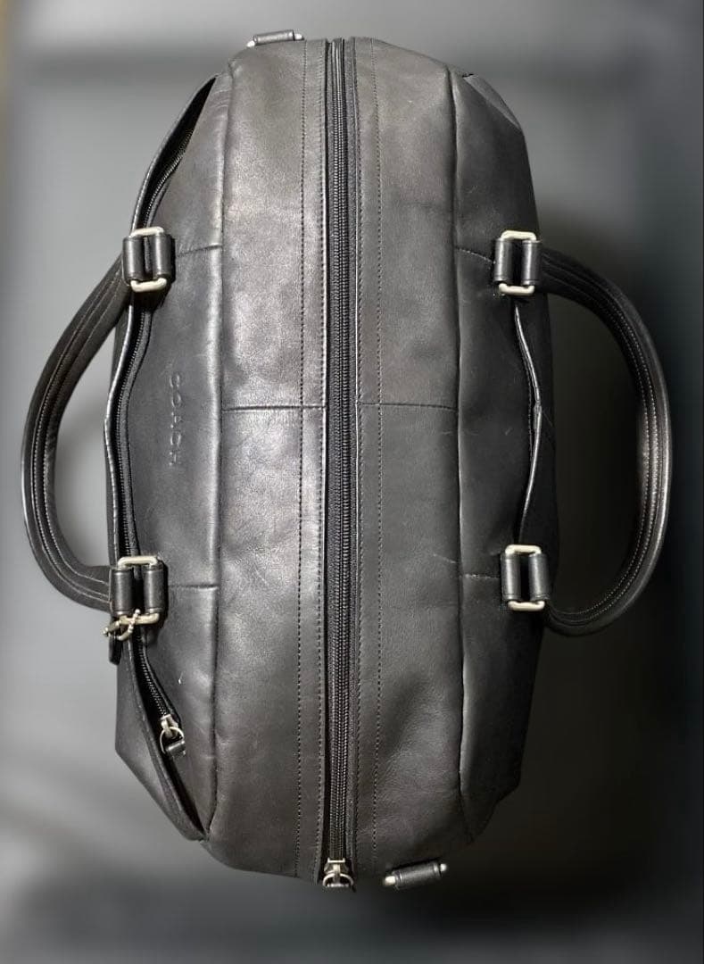 COACHコーチ F70668 オールブラック レザー 2wayボストンバッグ