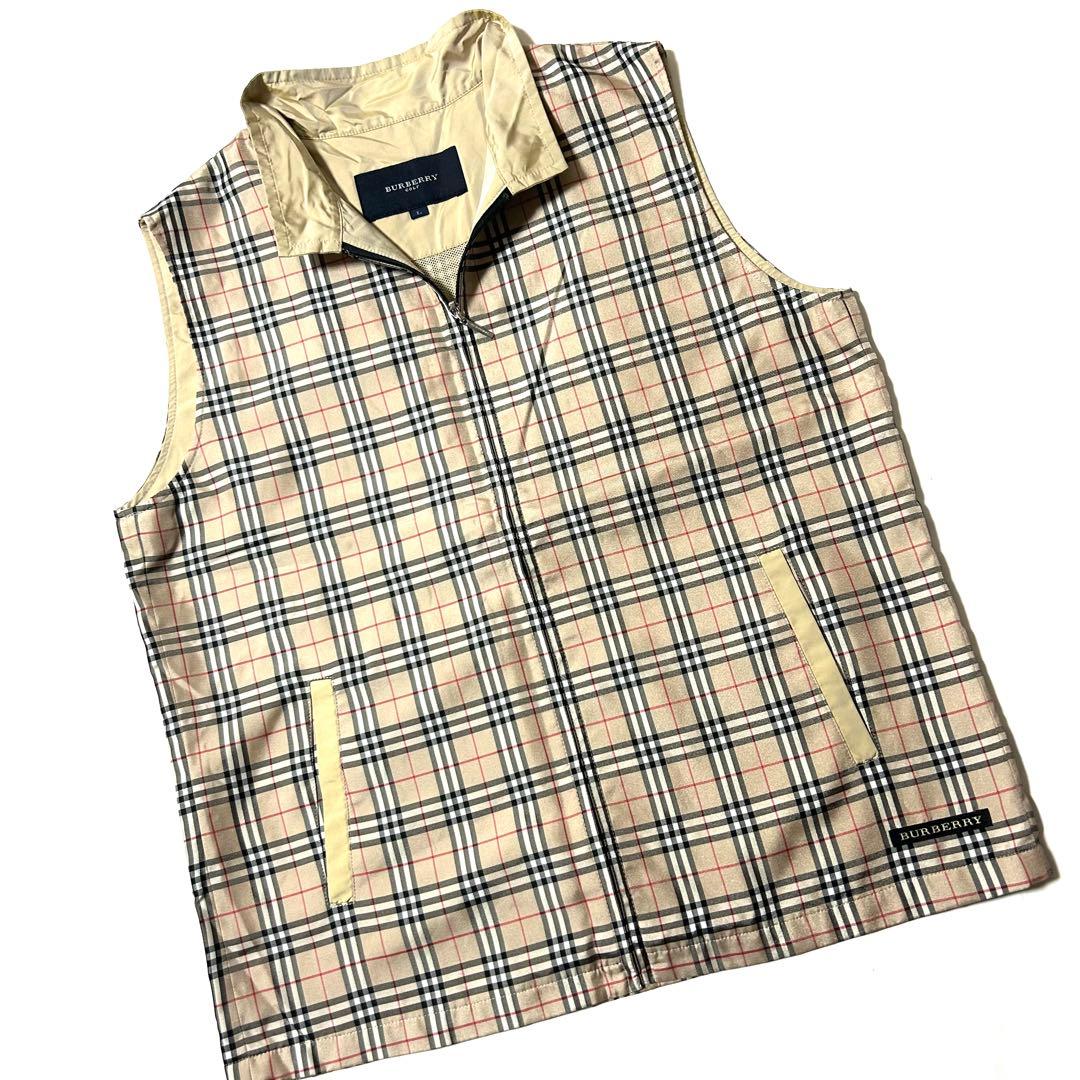 【美品】バーバリーゴルフ　ノバチェック　ジップアップ　ベスト　ゴルフウェア　L