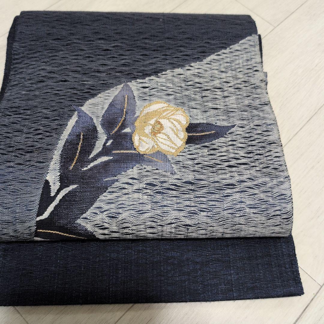 エズ様袋帯上質正絹　金彩お花柄