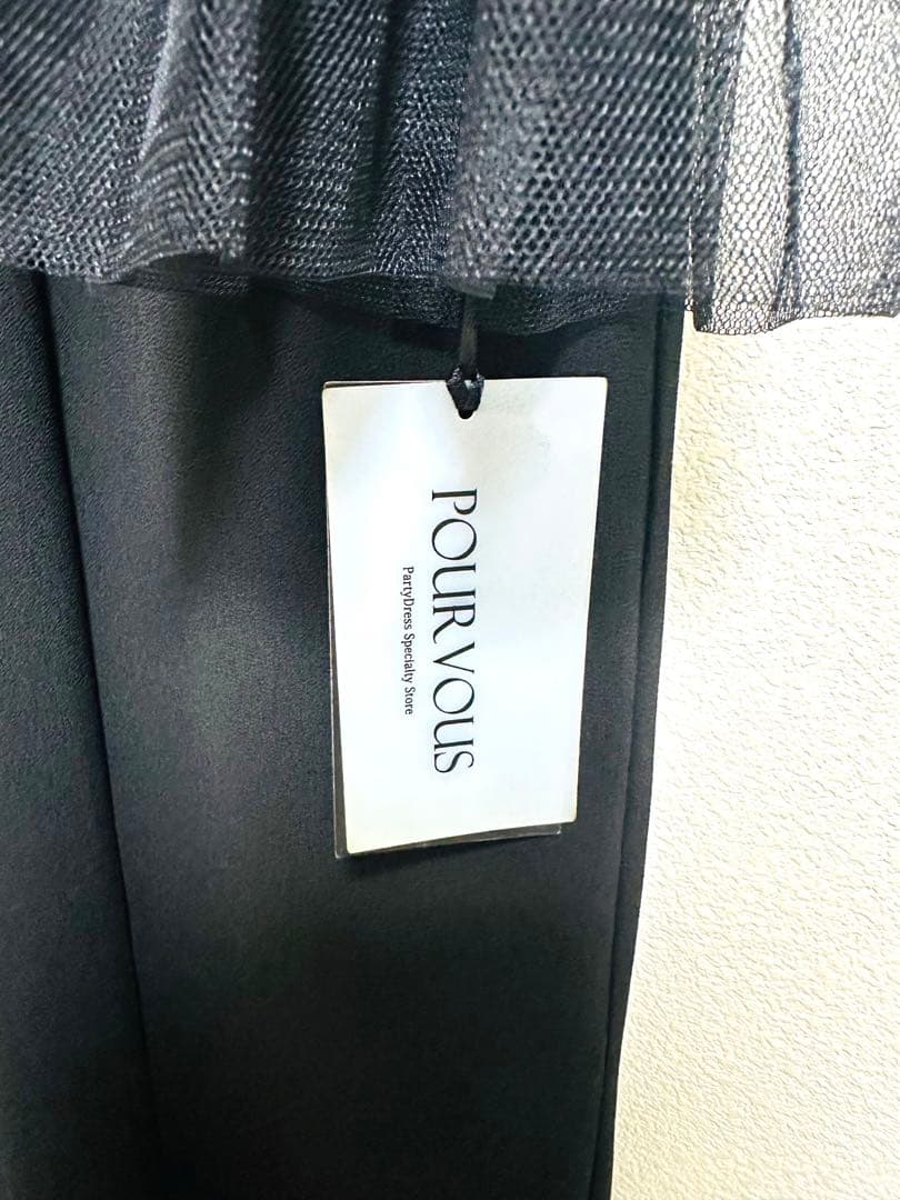 atlo エレガントチュール袖黒ドレス 新品