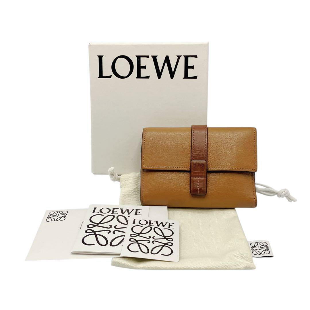 良品✨ ロエベ スモール バーティカルウォレット 折り財布 ブラウン