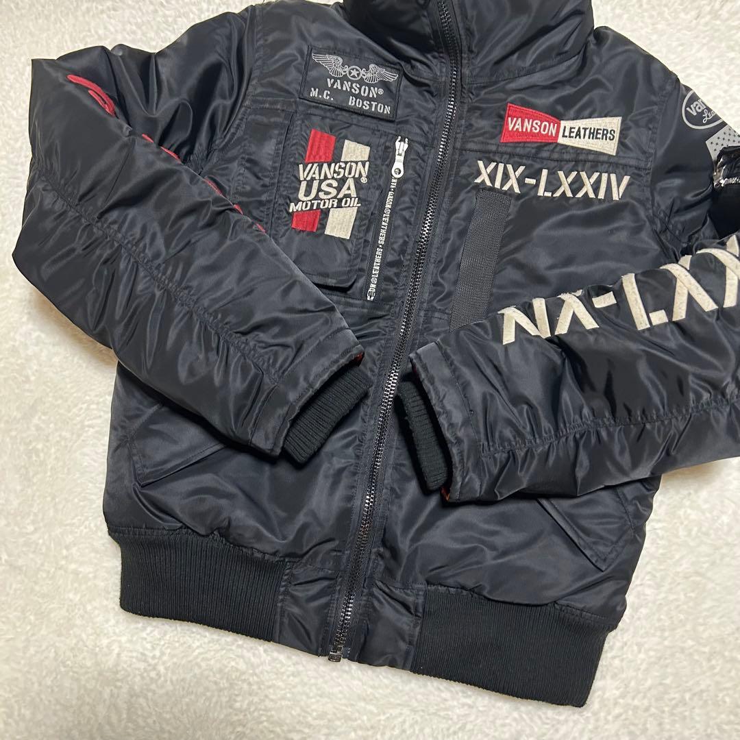 VANSON MA-1 フライトジャケット 裏地 シンサレート カモフラ 黒 S
