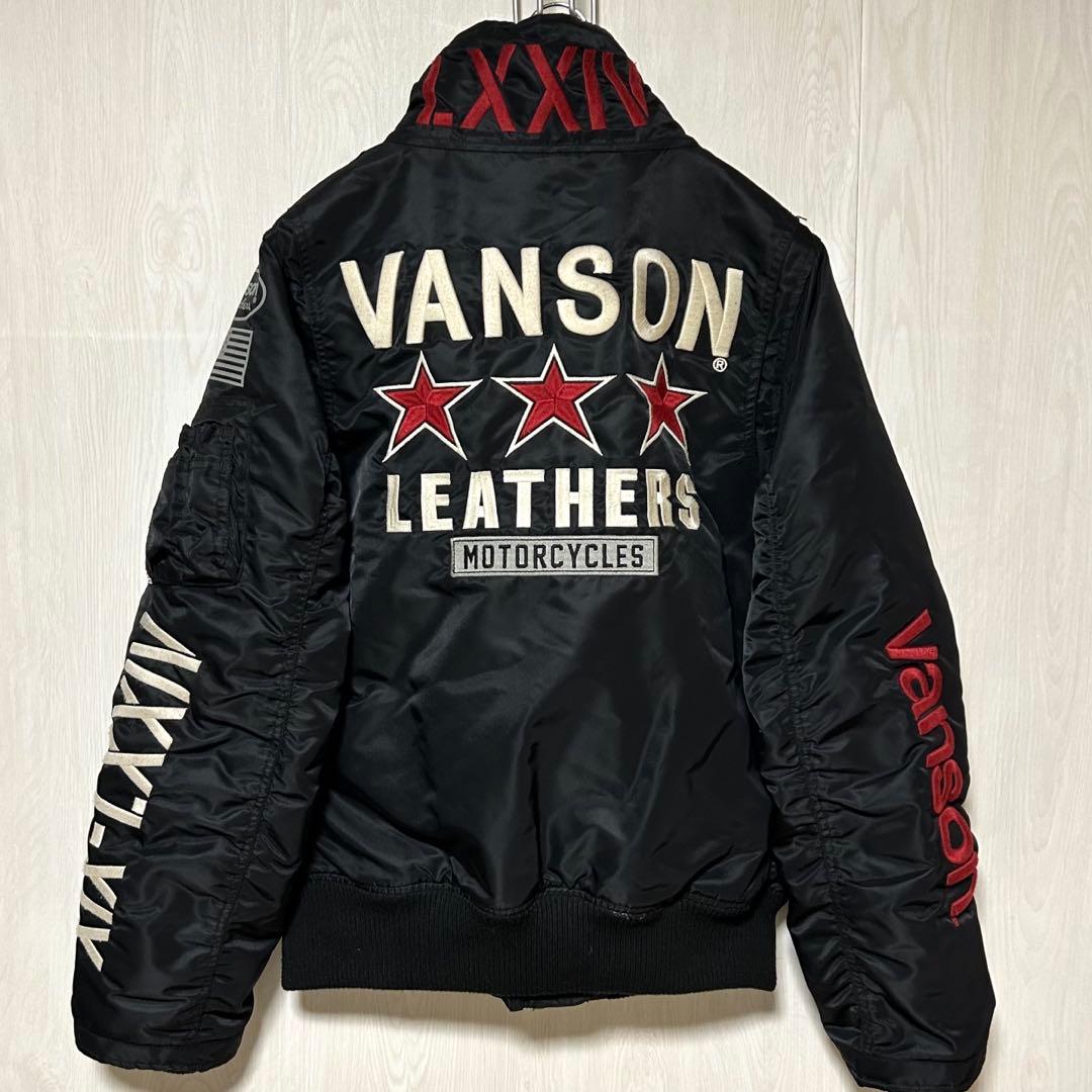 VANSON MA-1 フライトジャケット 裏地 シンサレート カモフラ 黒 S