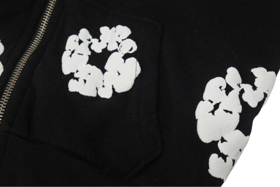 DENIM TEARS ブラックジップアップフーディ L