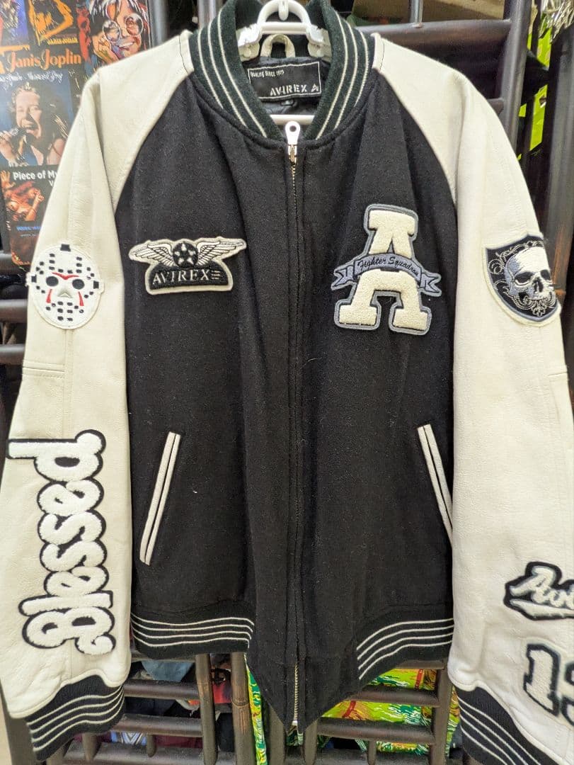 シ*ー様 AVIREX☆袖革 スタジャン XL