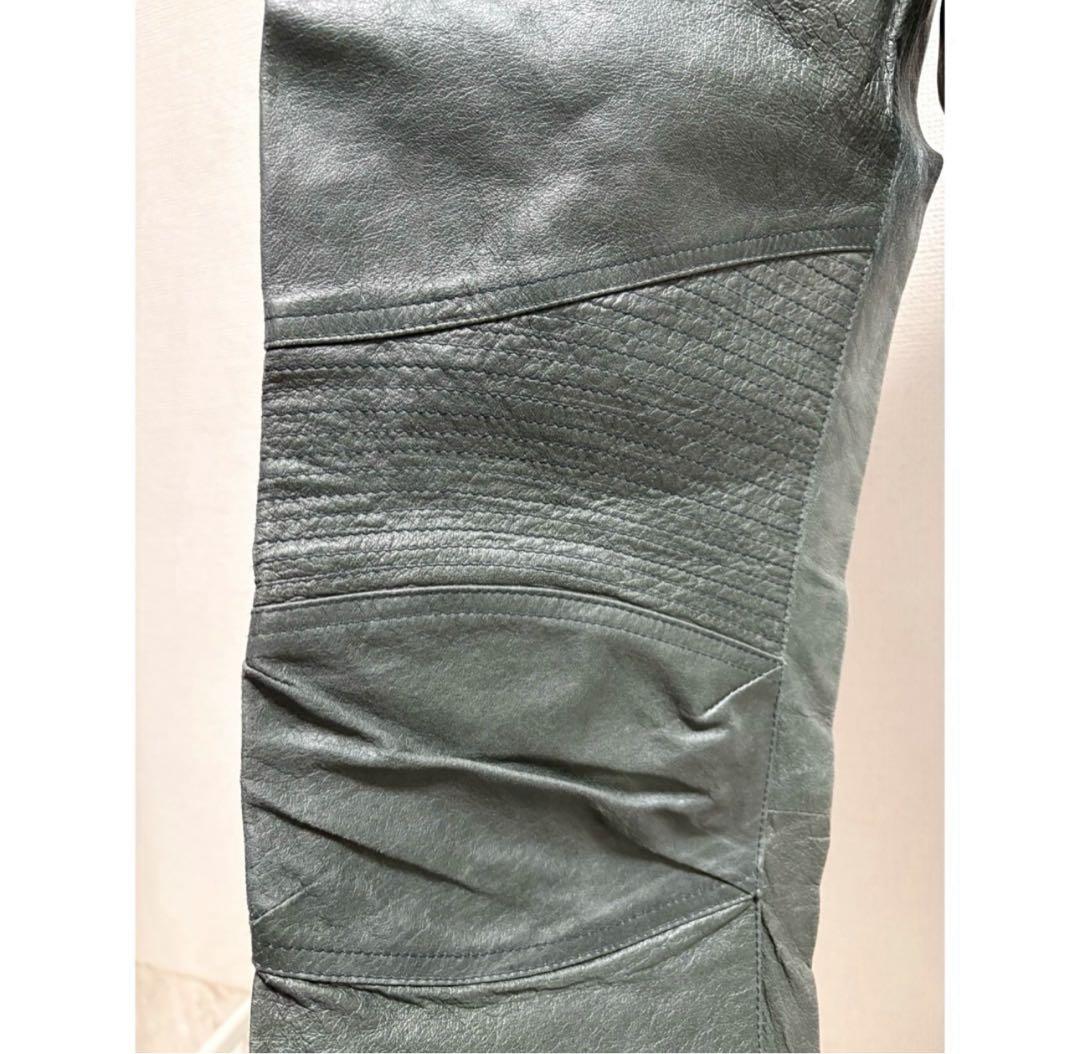 vintage 90s 00s y2k セージグリーン グレー レザーパンツ
