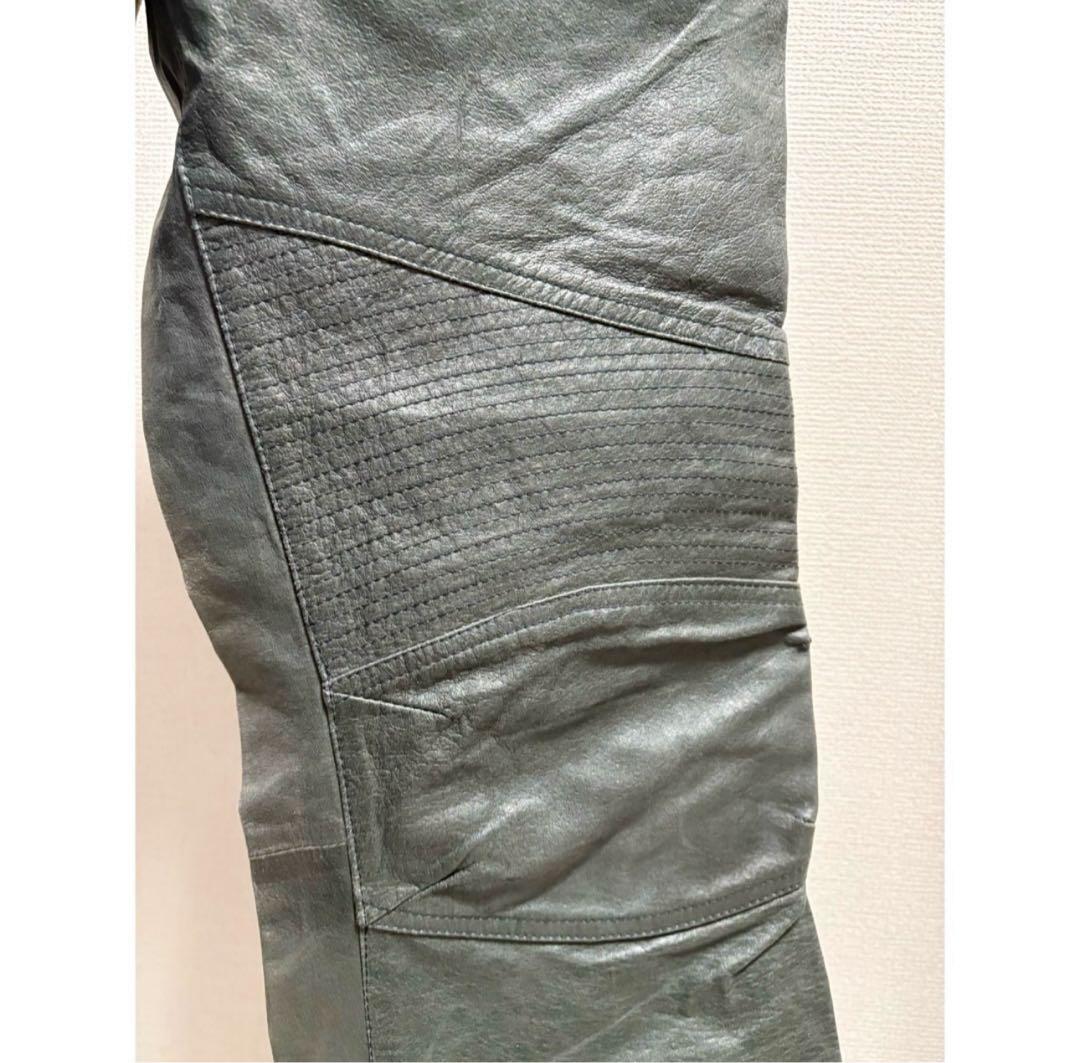 vintage 90s 00s y2k セージグリーン グレー レザーパンツ