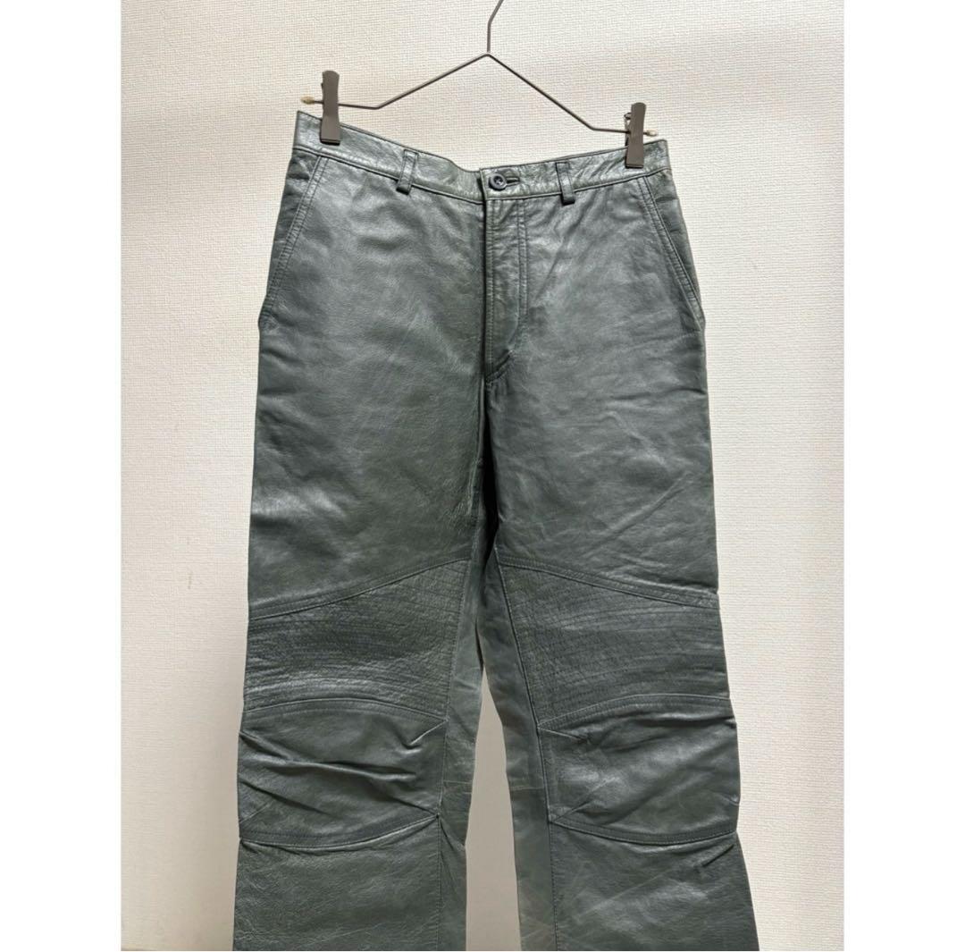 vintage 90s 00s y2k セージグリーン グレー レザーパンツ