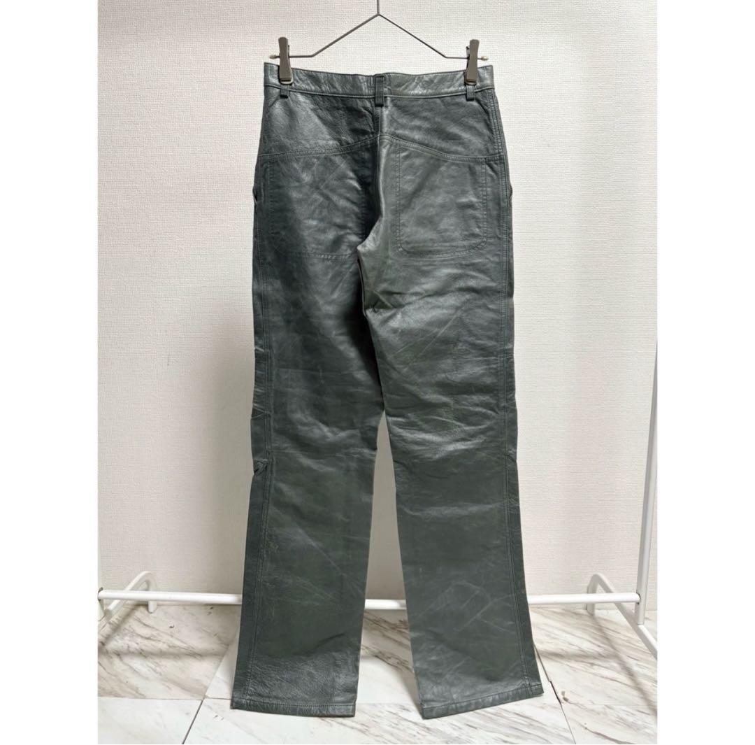 vintage 90s 00s y2k セージグリーン グレー レザーパンツ