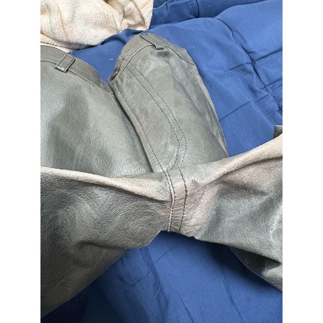 vintage 90s 00s y2k セージグリーン グレー レザーパンツ