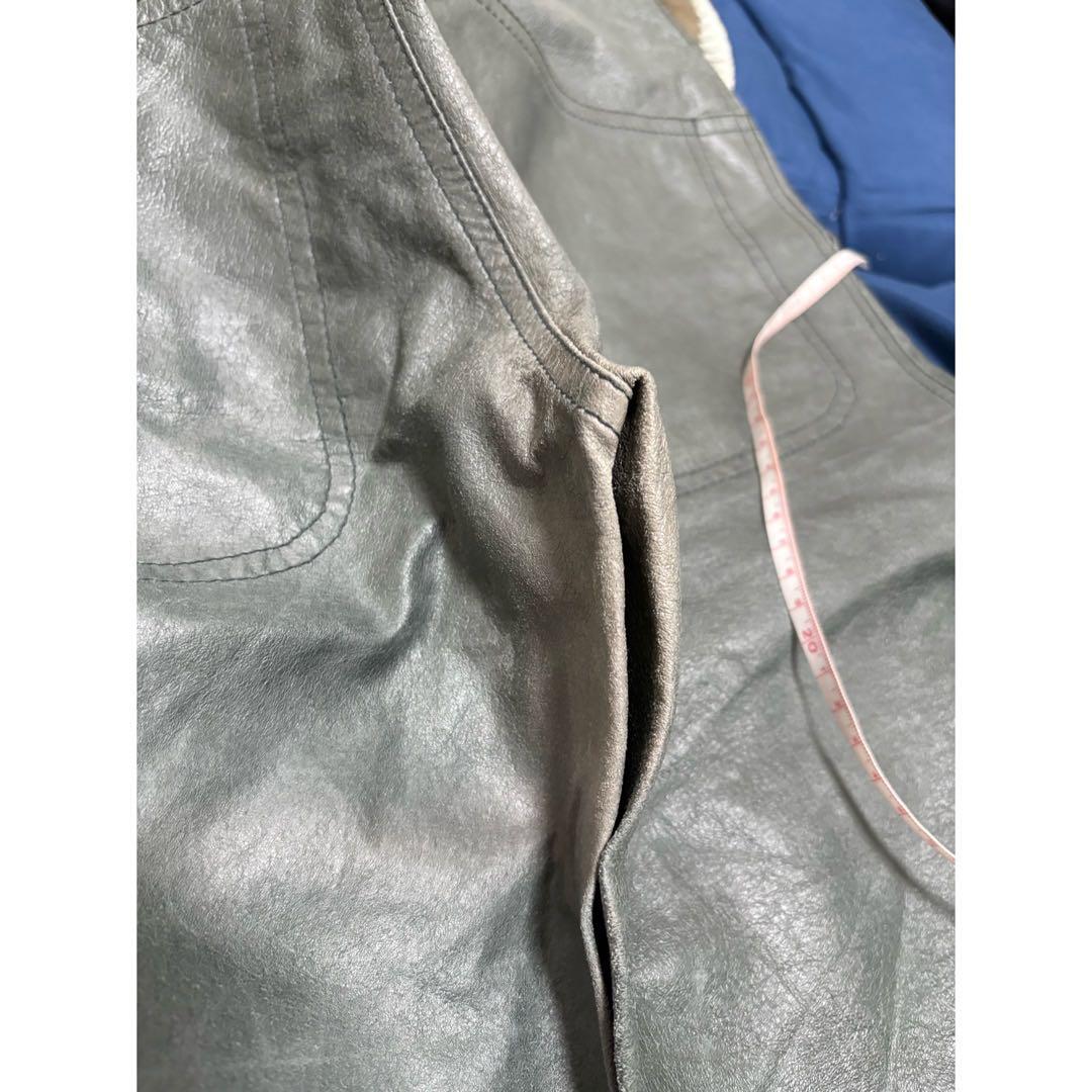 vintage 90s 00s y2k セージグリーン グレー レザーパンツ