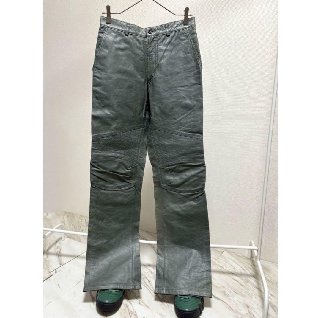 vintage 90s 00s y2k セージグリーン グレー レザーパンツ