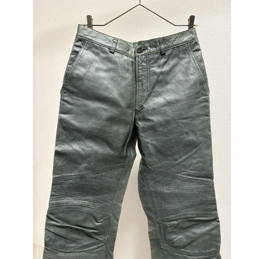 vintage 90s 00s y2k セージグリーン グレー レザーパンツ