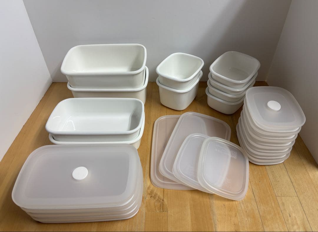 MUJI 蓋が選べる　ホーロー保存容器セット