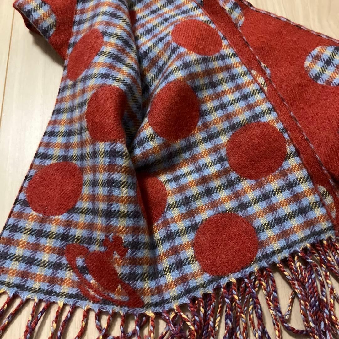 Vivienne Westwood ドット柄マフラー　赤オーブ