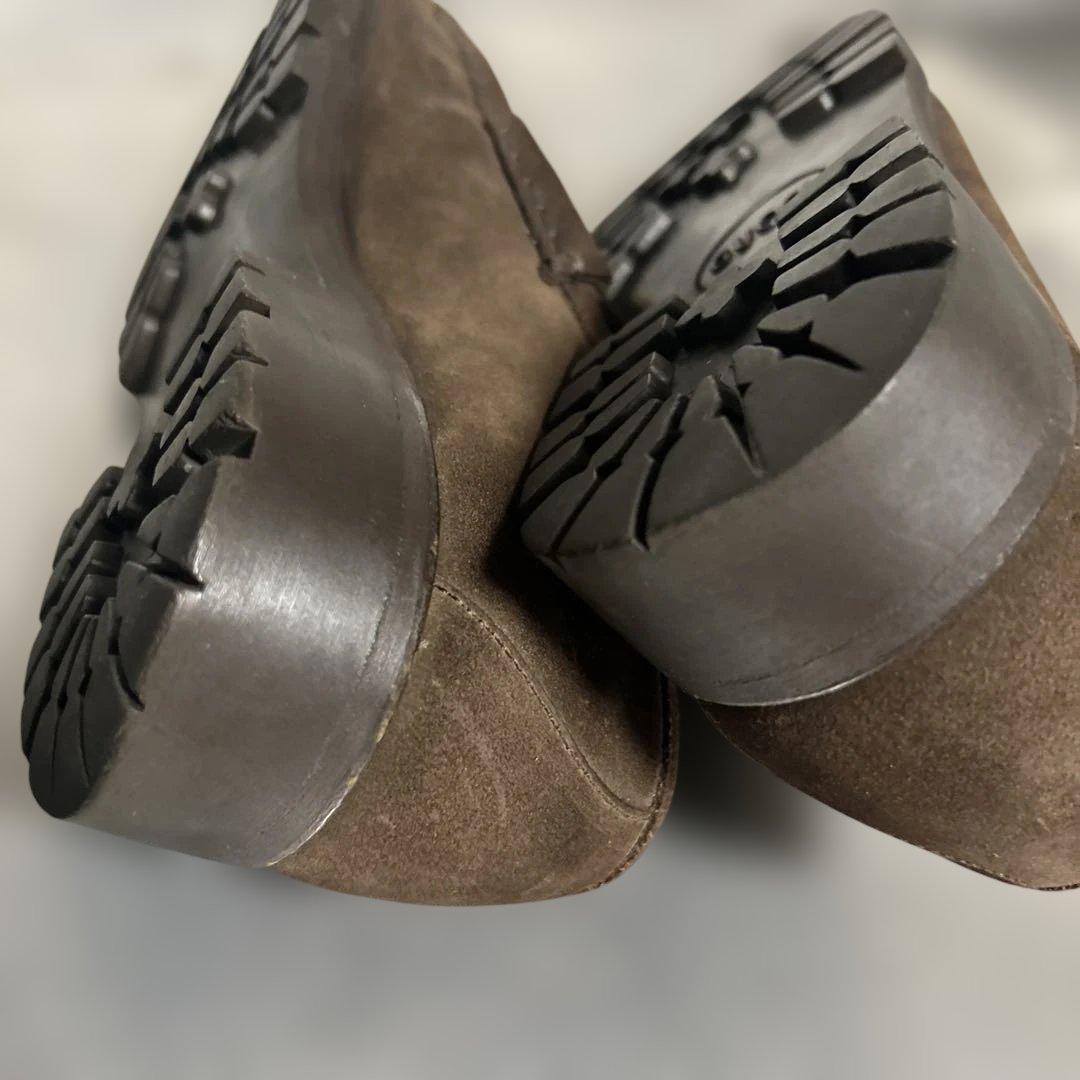 GUCCIグッチスエードローファー、ブラウン40.½