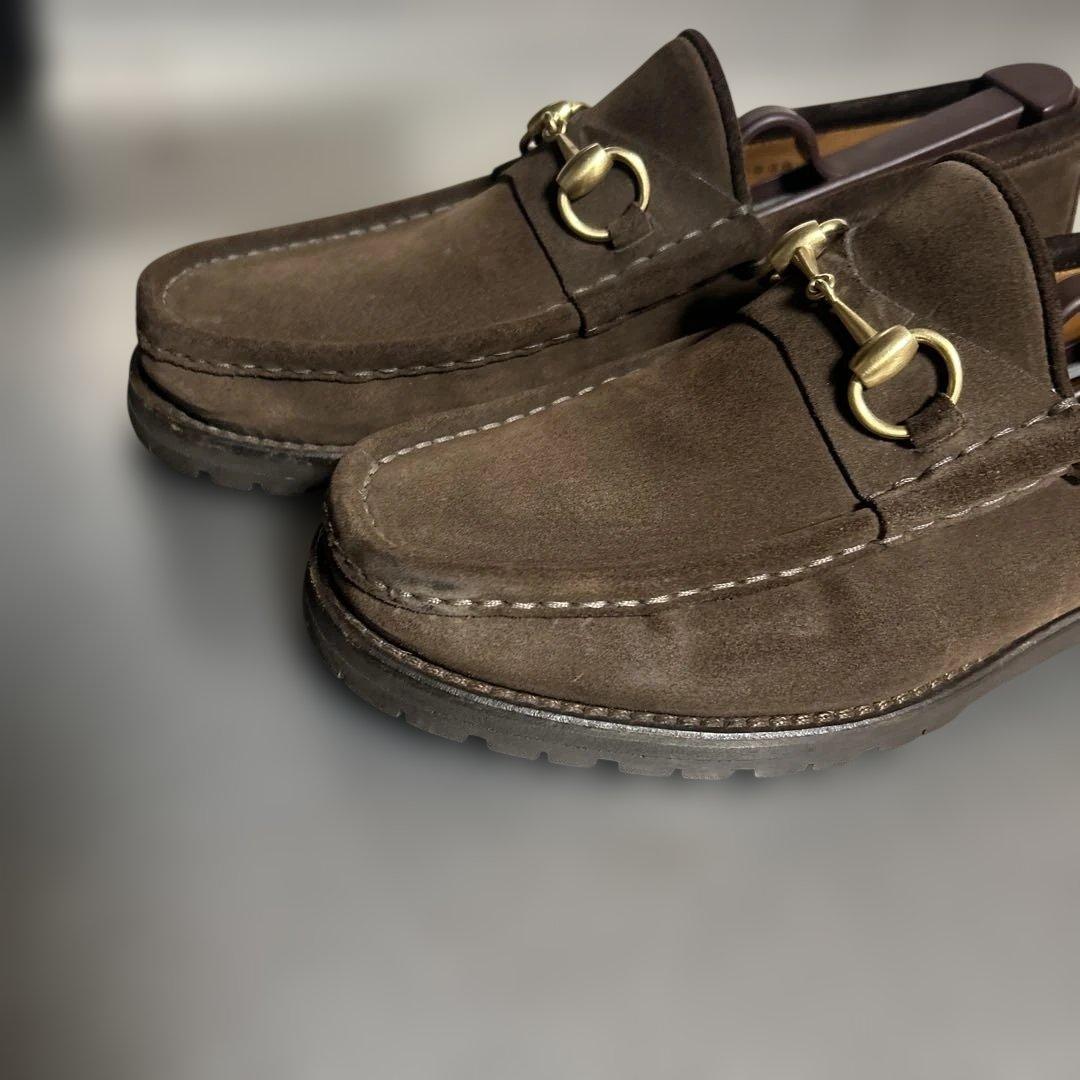 GUCCIグッチスエードローファー、ブラウン40.½
