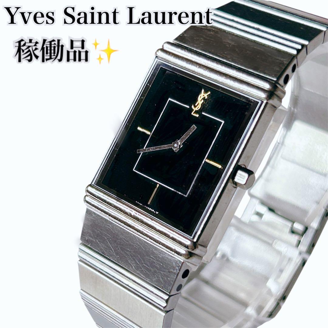 稼働　イヴ・サンローラン スクエア クォーツ　腕時計　シチズン　ゴールド　YSL