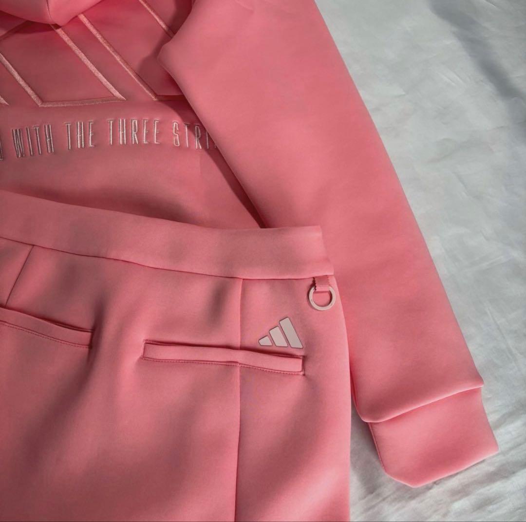 新品adidas ゴルフダンボールニットフーディースカート セット　ビックロゴ