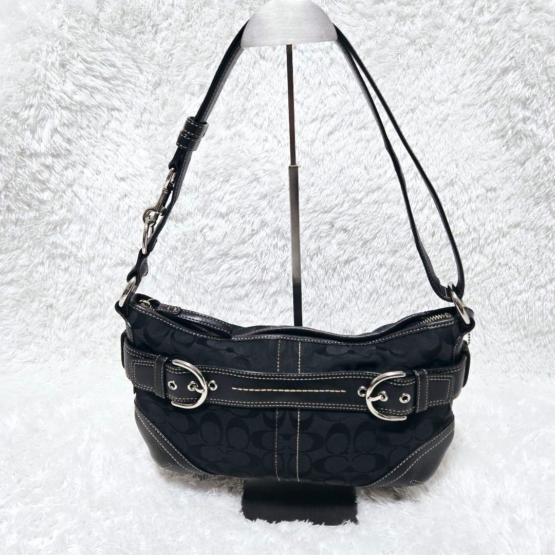 COACH シグネチャー ワンショルダーバッグ 黒 F07077