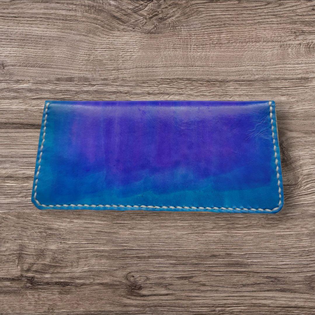トラッカーウォレット 手染め 青×紫