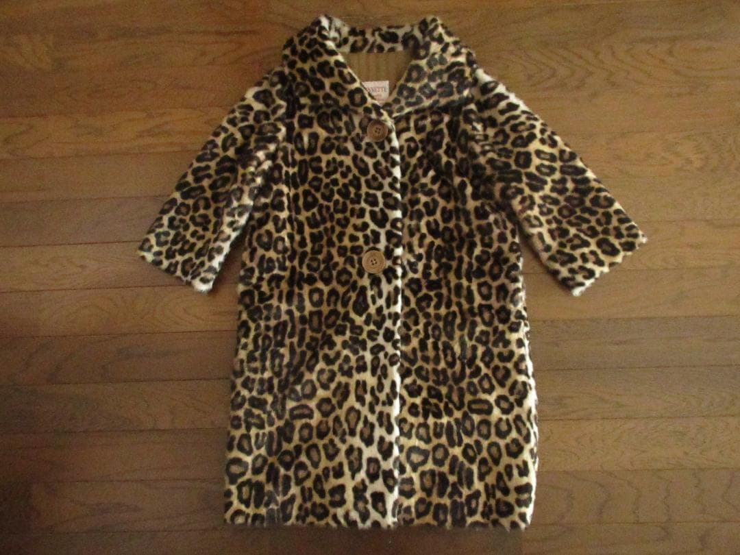 ★BENNETTE推定'70-'80sレオパード柄ビンテージファーコートS