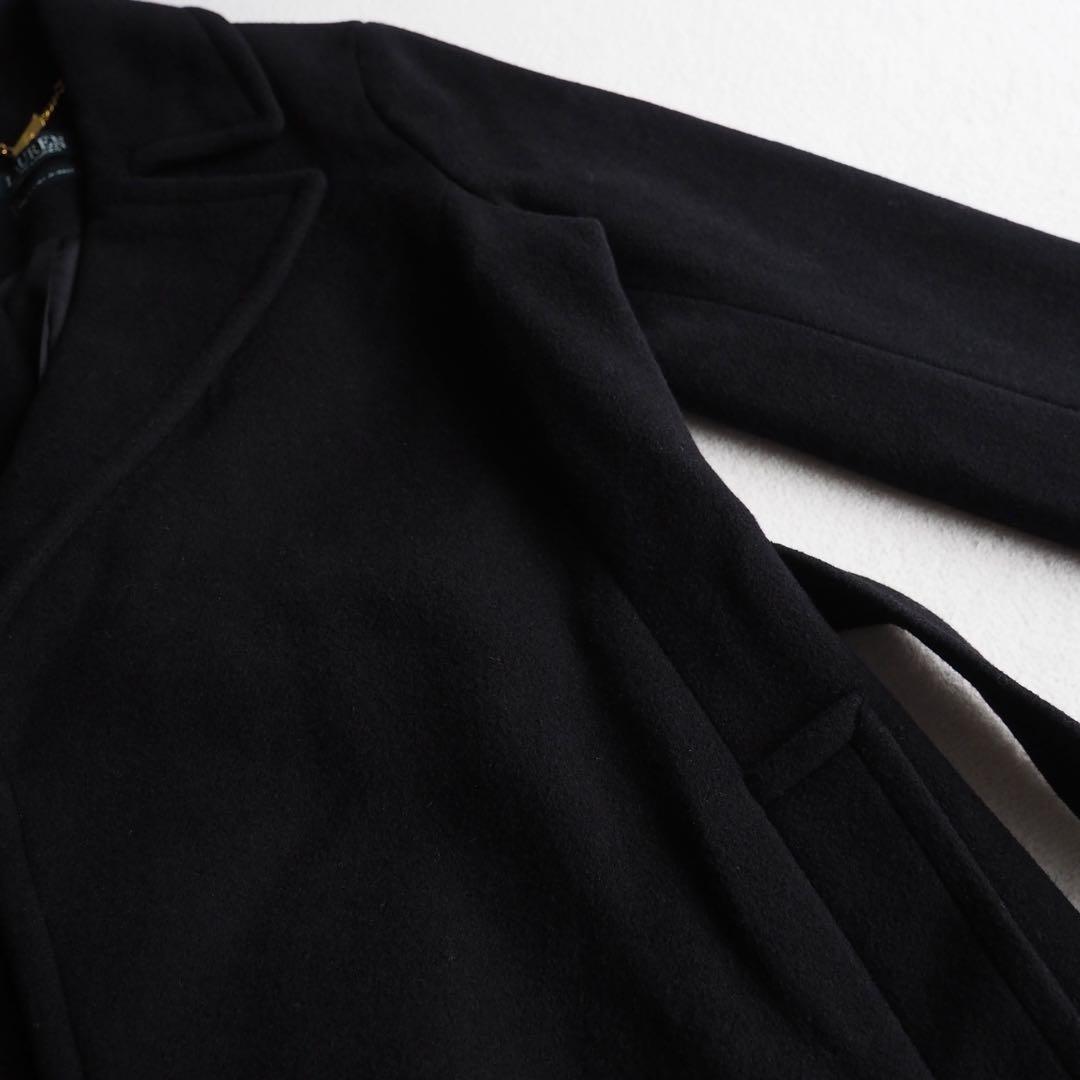 ローレン ラルフローレン イタリア生地 ウール カシミヤ ロングコート 黒