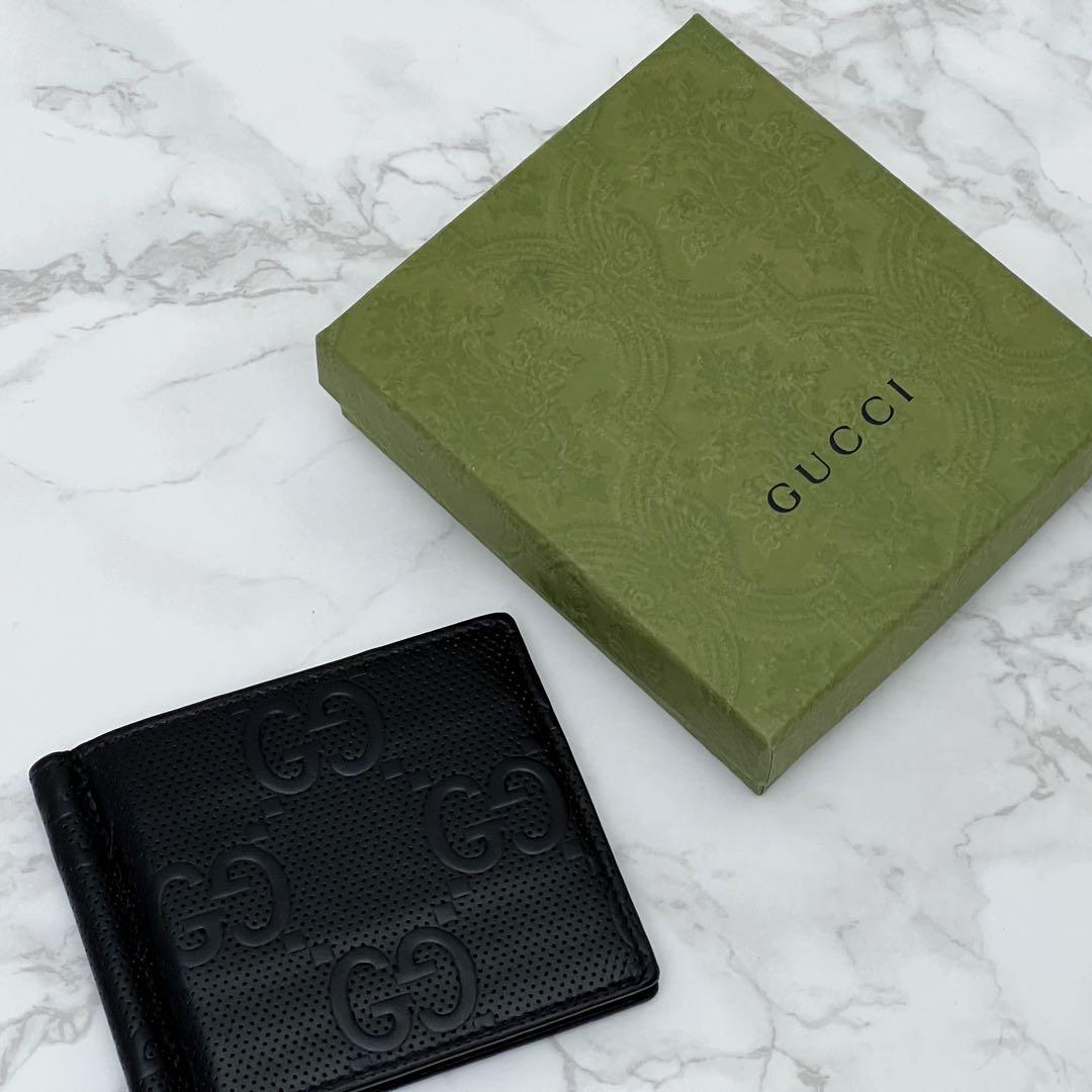 グッチ GGエンボス マネークリップ ブラック GUCCI