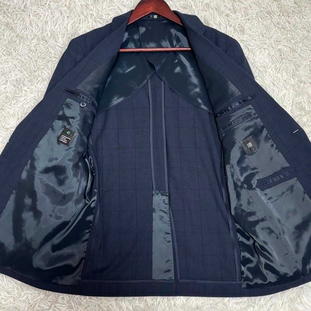美品✨SUIT SELECT スーツ セットアップ 4S チェック 紺 A6