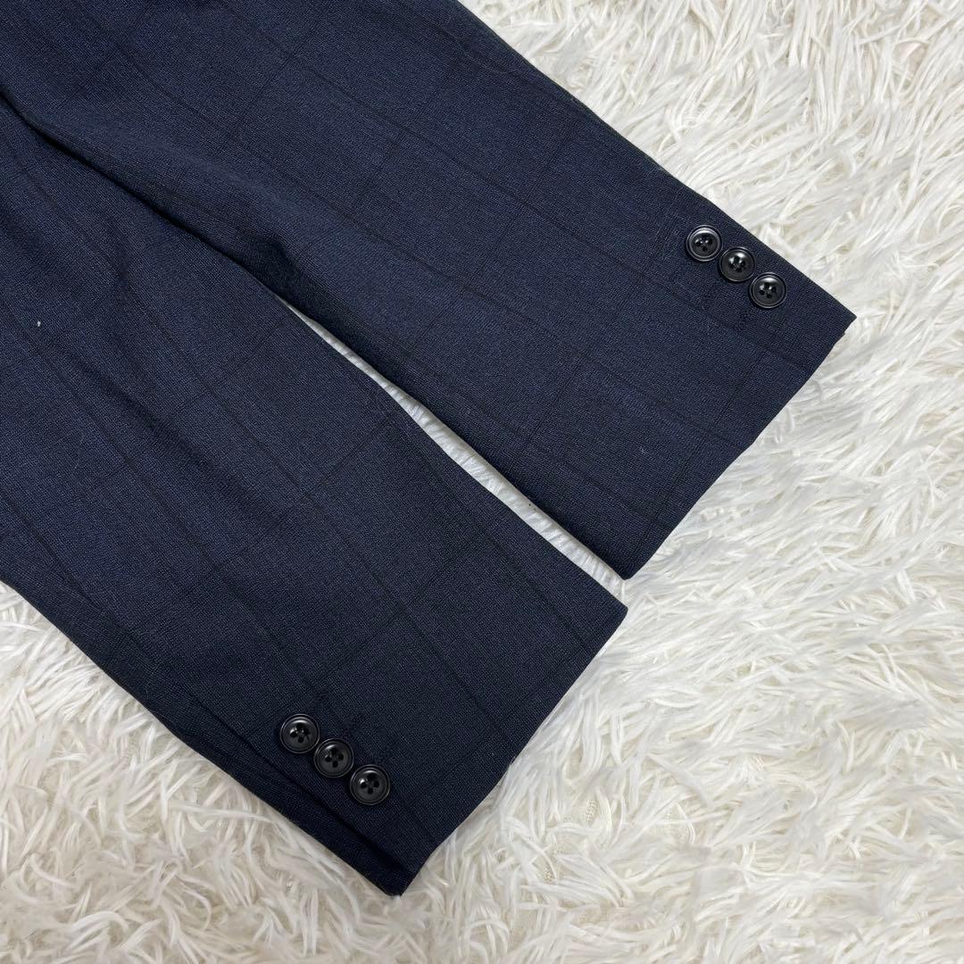美品✨SUIT SELECT スーツ セットアップ 4S チェック 紺 A6