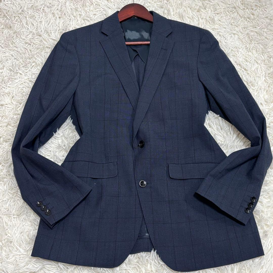 美品✨SUIT SELECT スーツ セットアップ 4S チェック 紺 A6
