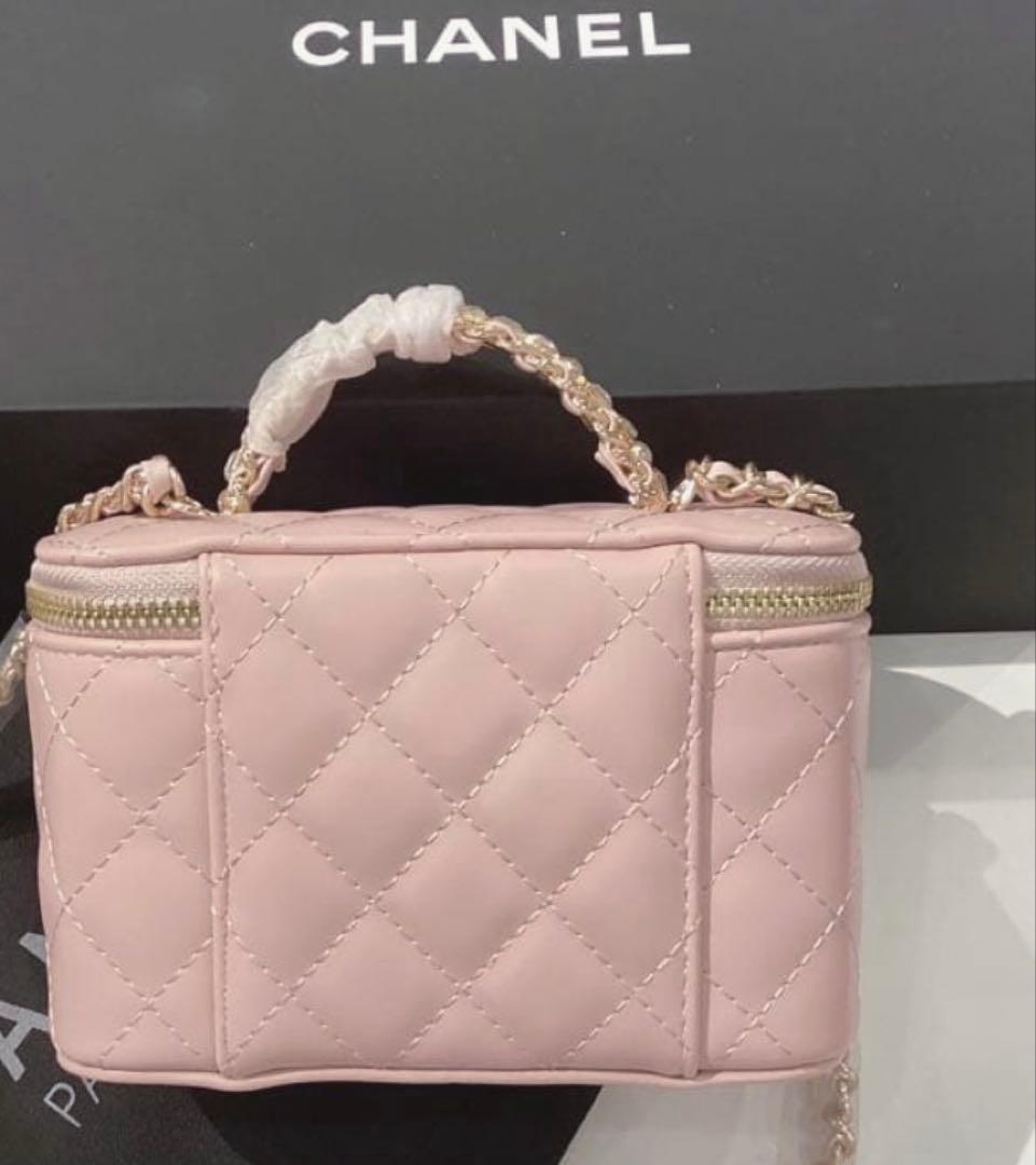 新品☆ シャネル　ラインストーンハンドルバニティ ピンク ノベルティ