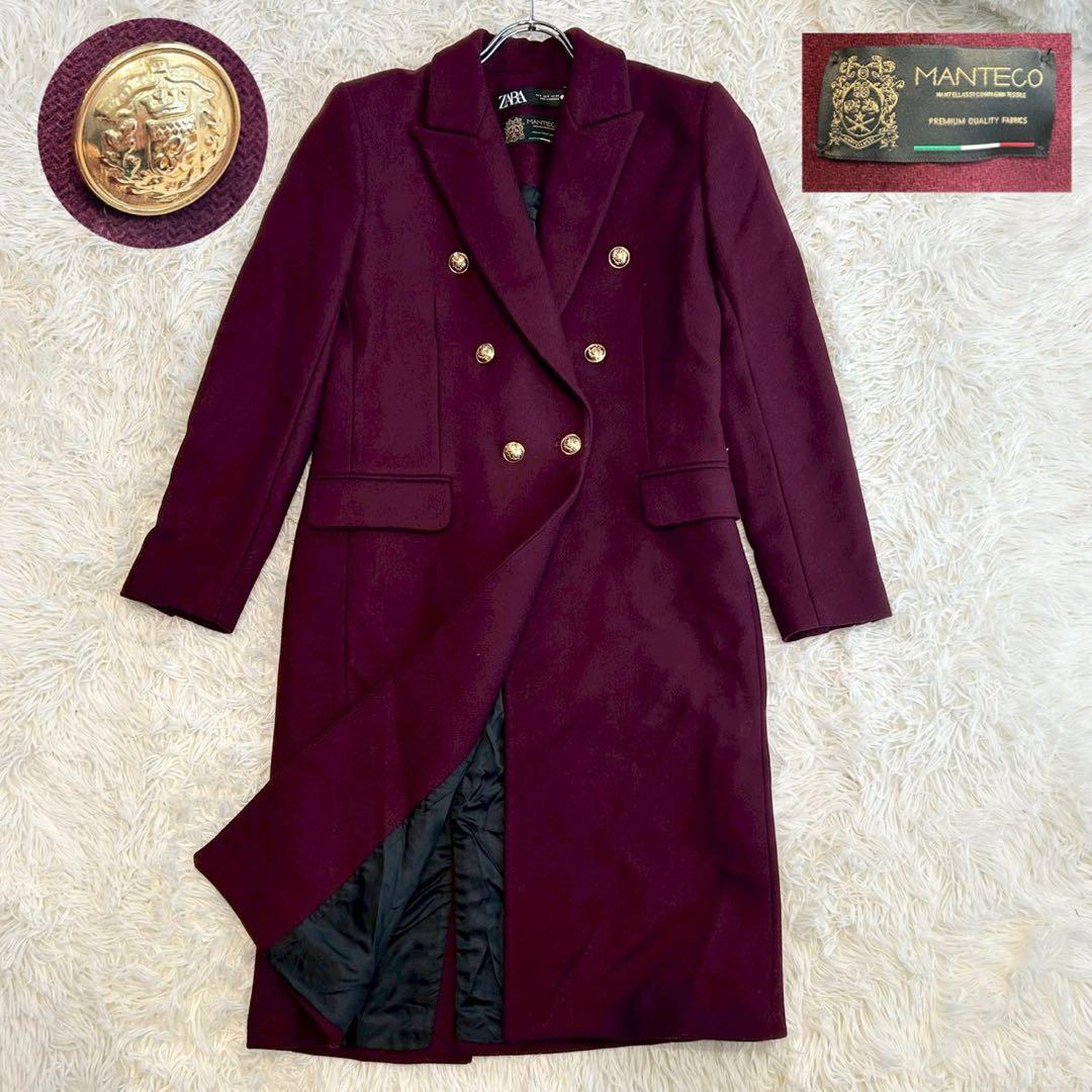 ✨美品✨ ザラ 近年モデル ダブルチェスターコート マンテコ ウール混 金ボタン