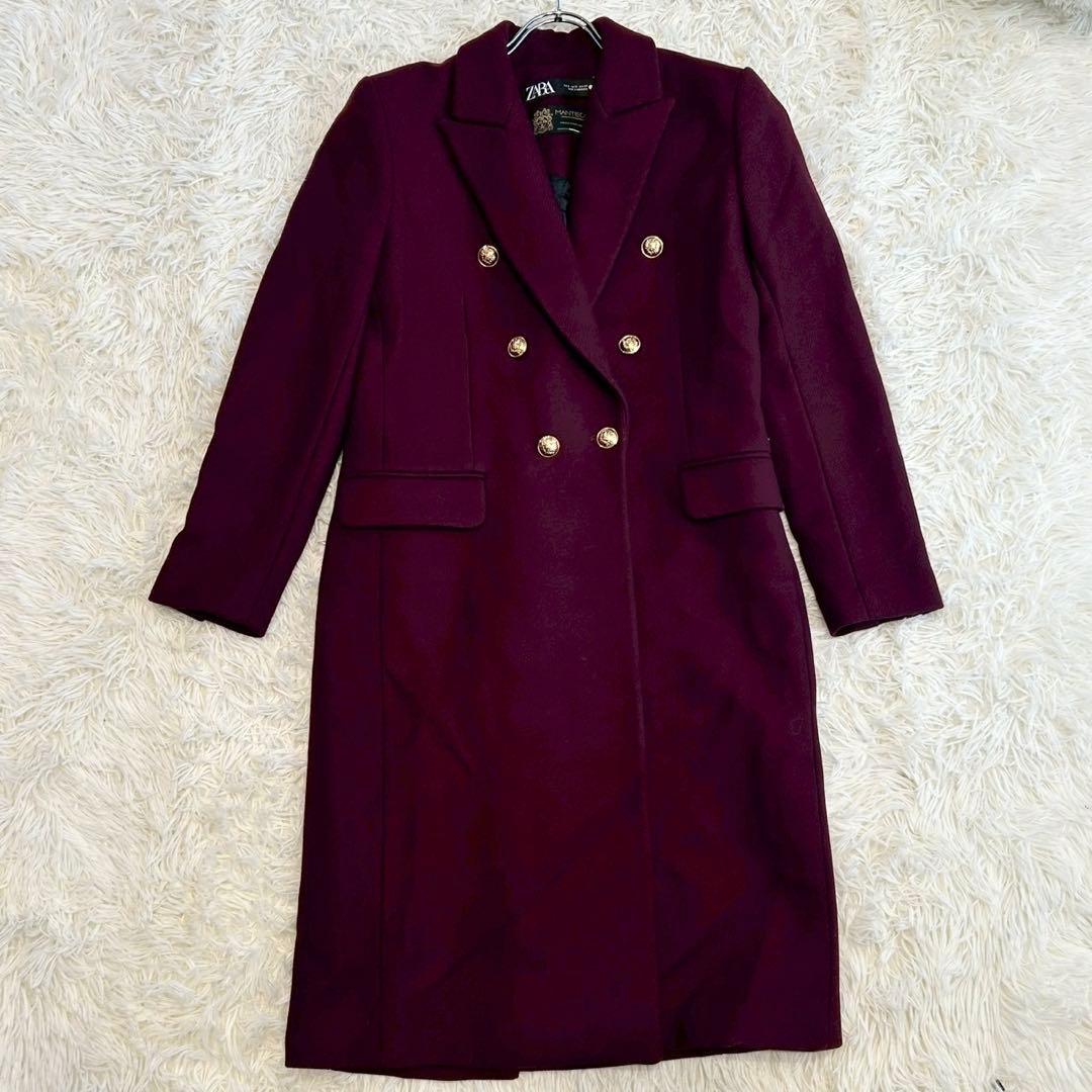 ✨美品✨ ザラ 近年モデル ダブルチェスターコート マンテコ ウール混 金ボタン