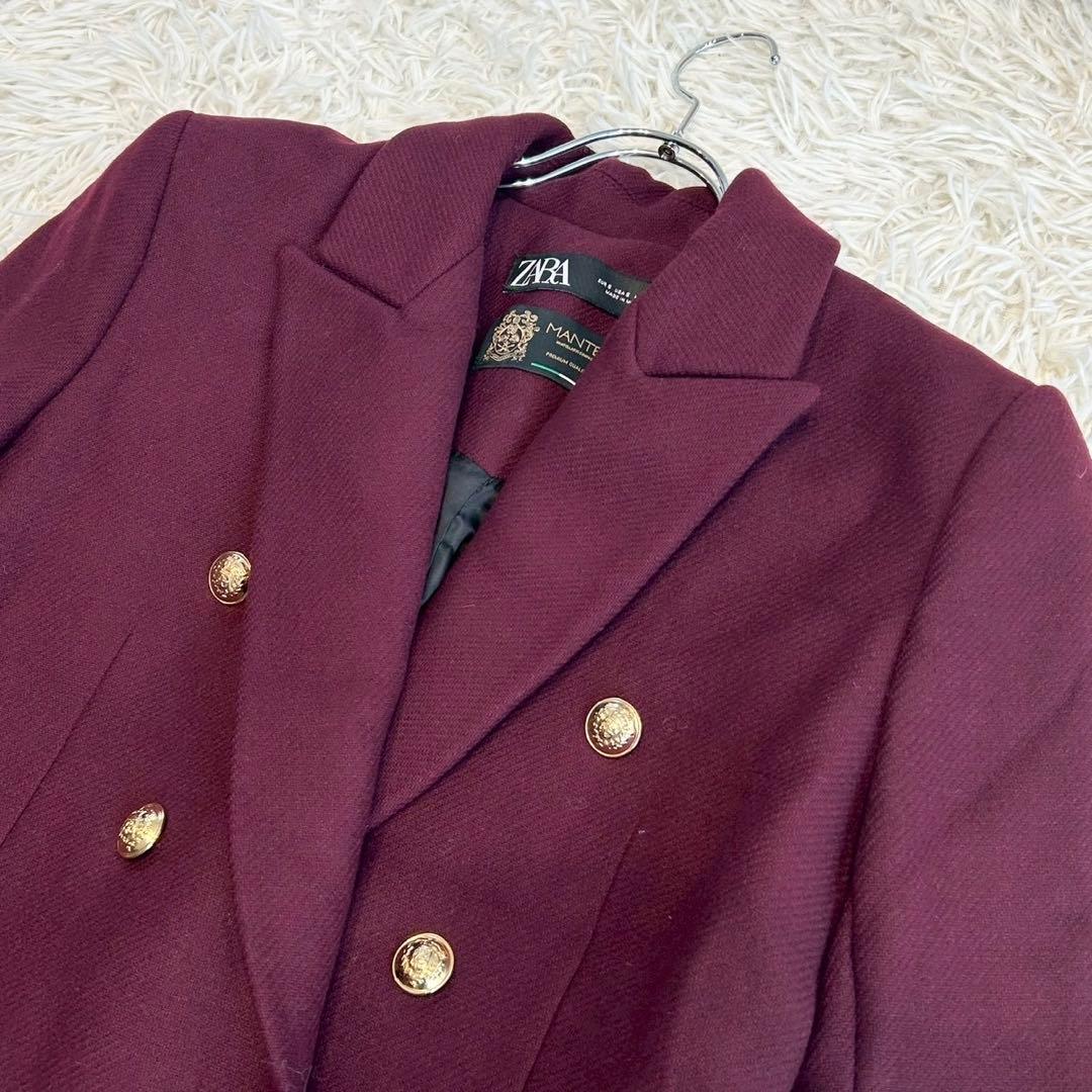 ✨美品✨ ザラ 近年モデル ダブルチェスターコート マンテコ ウール混 金ボタン