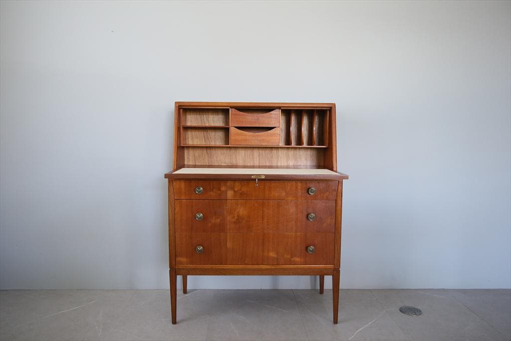 英国アンティークチーク古木ライティングビューロー/木製デスク/勉強机89-112