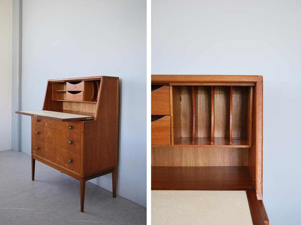 英国アンティークチーク古木ライティングビューロー/木製デスク/勉強机89-112