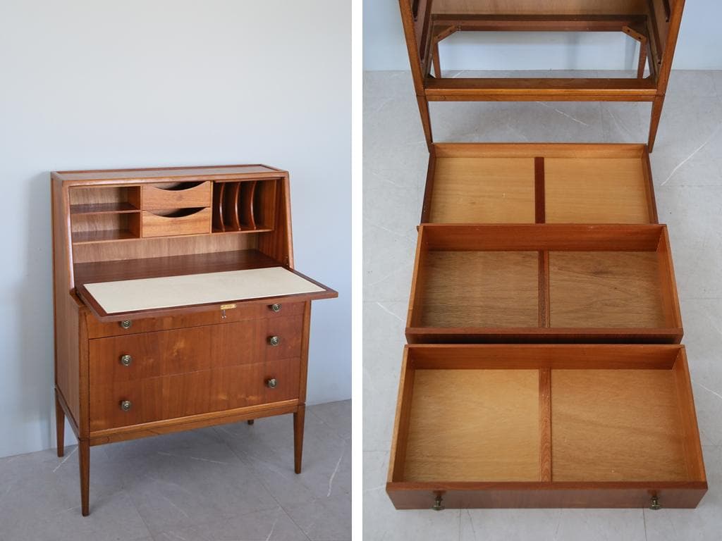 英国アンティークチーク古木ライティングビューロー/木製デスク/勉強机89-112